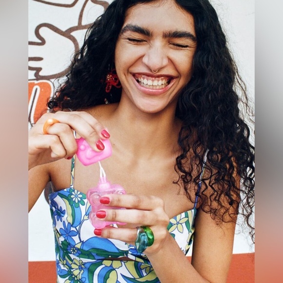 🌹NWT. Zara Blue/Green Floral Print Cut-Out Mini Dress. Size XL. - Picture 3 of 11